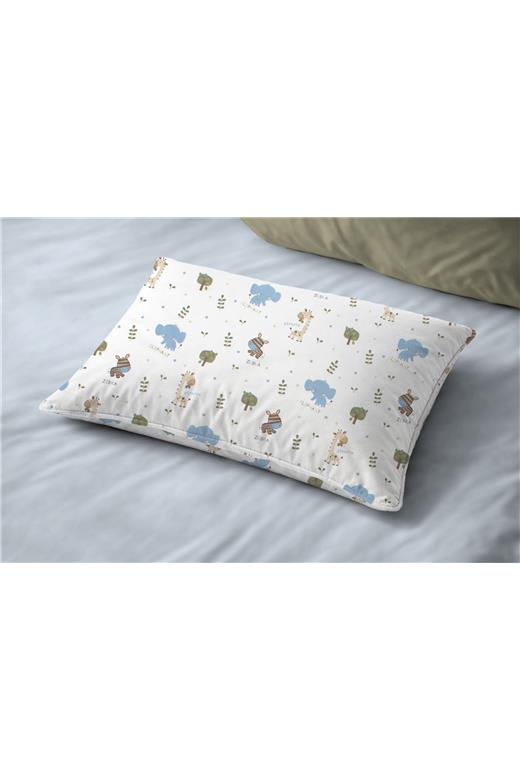 Μαξιλαροθήκη Εμπριμέ kids Happy Safari 711 50X70 White-Sky Blue 100% Cotton