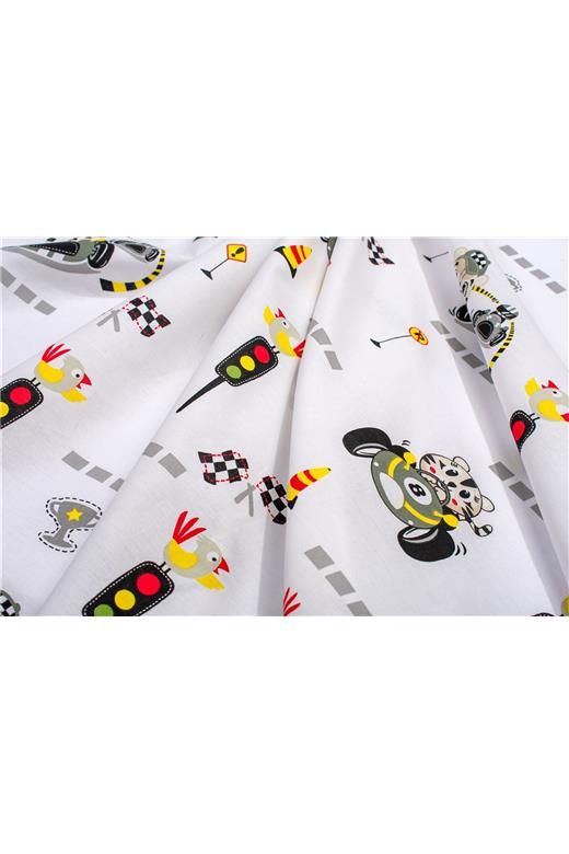 Πάνα Χασέ bebe Animal Grand Prix 590 80X80 White-Olive 100% Cotton