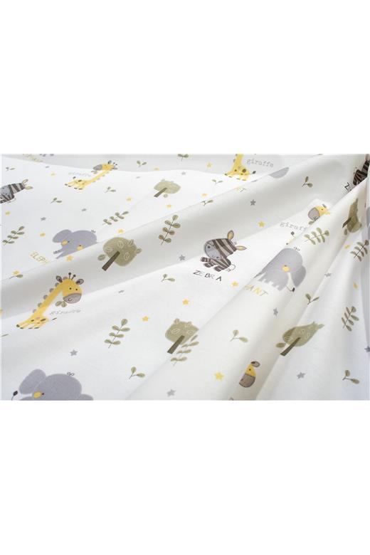 Πάνα Χασέ bebe Happy Safari 713 80X80 White-Grey 100% Cotton
