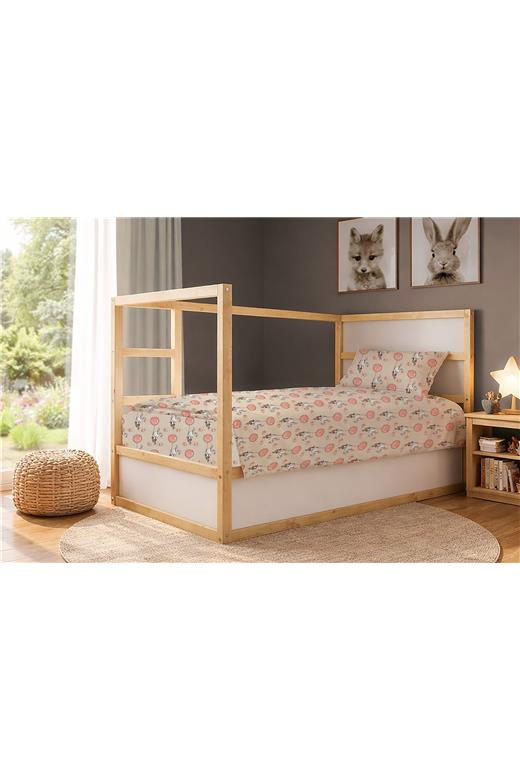 Παπλωματοθήκη Εμπριμέ kids Floating Bunny 714 160X240 Beige-Salmon 100% Cotton
