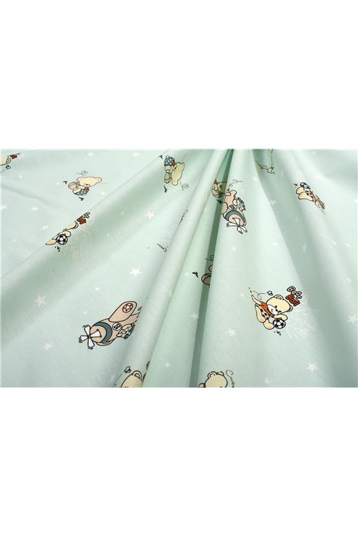 Σεντονάκι Λίκνου bebe Bear's Playtime 593 80X110 Mint 100% Cotton
