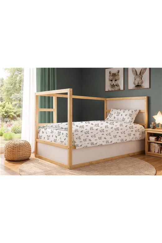 Σεντόνια Εμπριμέ Σετ 2 τεμ kids Baby Foxes 595 160X240 White-Grey 100% Cotton