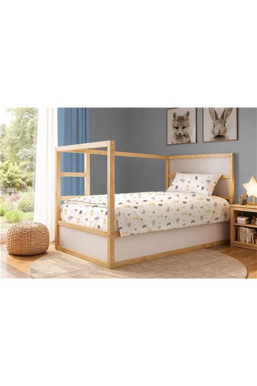 Σεντόνια Εμπριμέ Σετ 2 τεμ kids Happy Safari 713 160X240 White-Grey 100% Cotton