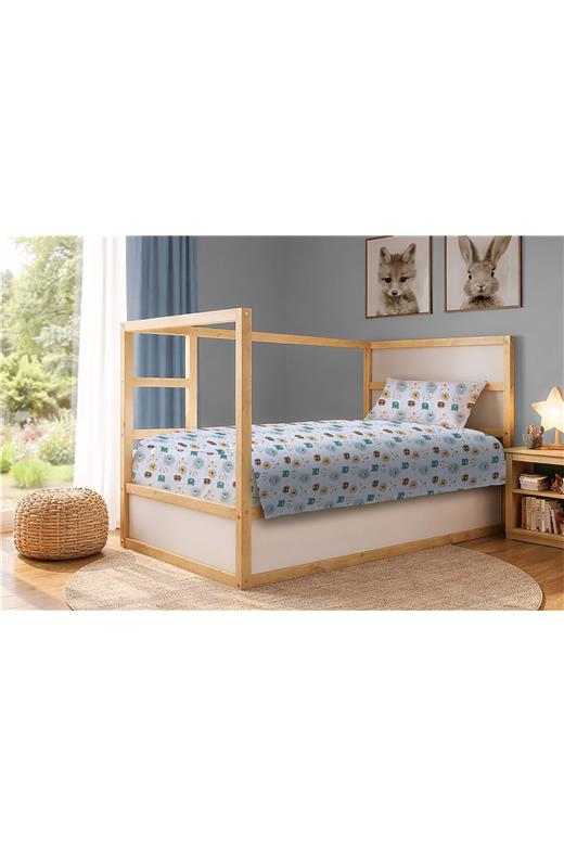 Σεντόνια Εμπριμέ Σετ 2 τεμ kids Big Cats 28 160X240 Light Aqua 100% Cotton