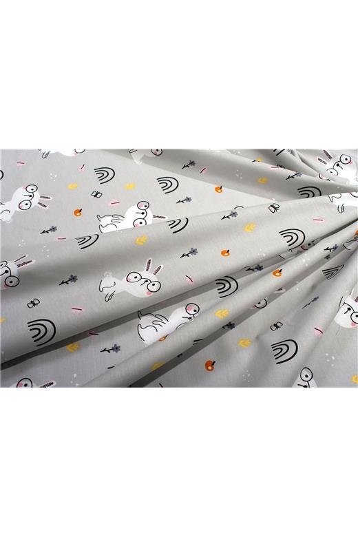 Πάνα Χασέ bebe Rabbit Garden 586 80X80 Grey 100% Cotton