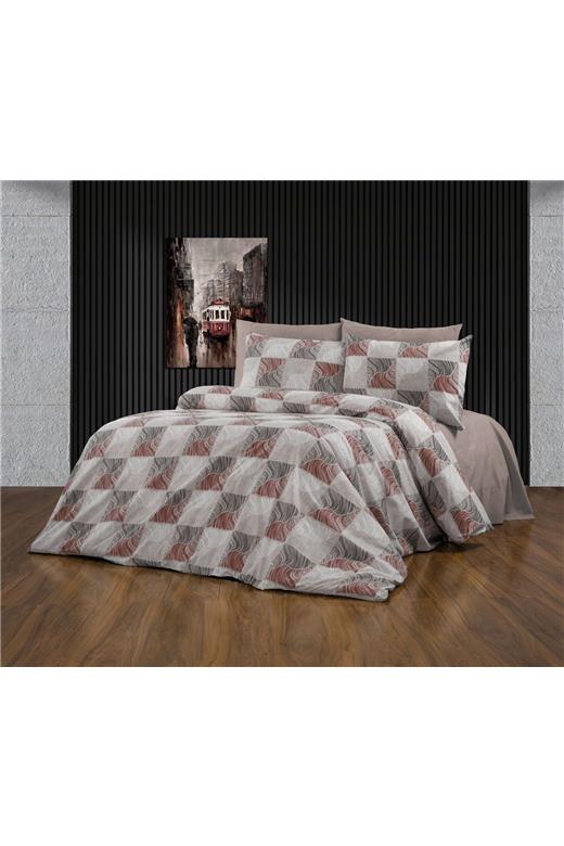 Σεντόνια Εμπριμέ Σετ 3 τεμ Κλεοπάτρα 611 160X240 Red-Black 70/30 Cott/Pol