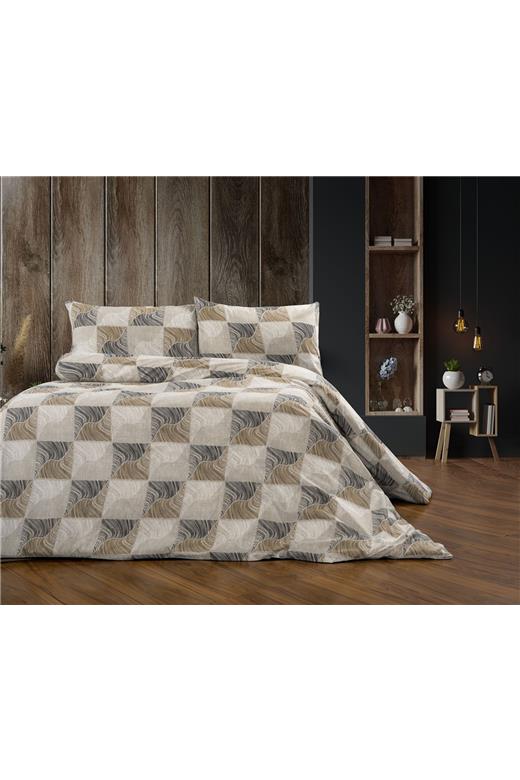 Σεντόνια Εμπριμέ Σετ 4 τεμ Κλεοπάτρα 609 220X240 Beige-Black 70/30 Cott/Pol