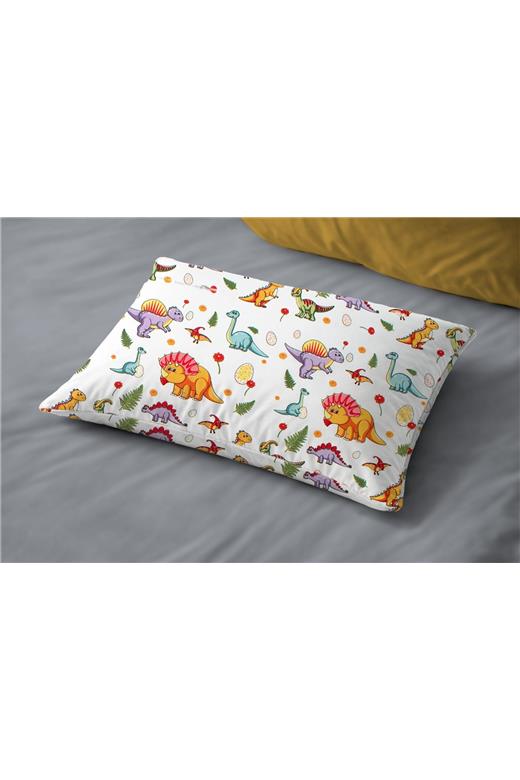 Μαξιλαροθήκη Εμπριμέ kids Dinosaur 520 50x70 White-Orange 100% Cotton