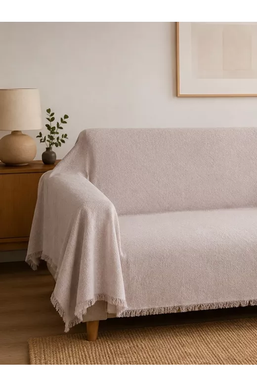 Σετ ριχτάρια βαμβακερά τριών τεμαχίων Plain Ivory
