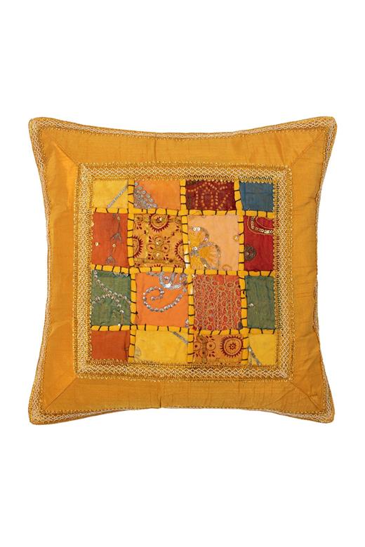 Μαξιλαροθήκη antic με φάσα (40cm x 40cm) κίτρινο σκούρο