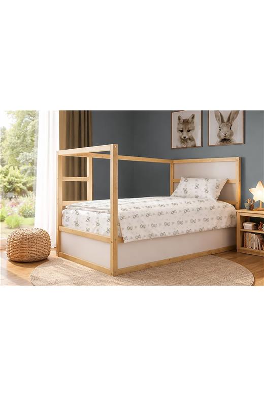 Σεντόνια Εμπριμέ Σετ 3 τεμ kids Newborn Bear 717 160x240 White-Grey 100% Cotton