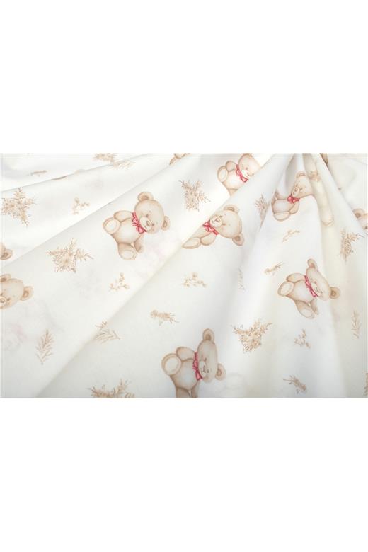 Σεντονάκι Λίκνου bebe Newborn Bear 716 80x110 White-Beige 100% Cotton