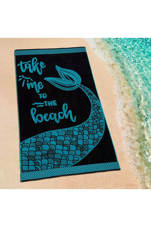 LINO ΠΕΤΣΕΤΑ ΘΑΛΑΣΣΗΣ BEACH TIME BLACK-PETROL 86X160