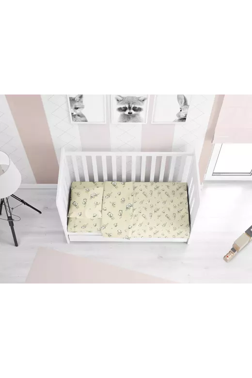 ΚΑΤΩΣΕΝΤΟΝΟ ΜΕ ΛΑΣΤΙΧΟ bebe Birds 16 0,70X1,40X0,15 Ecru Flannel cotton 100%