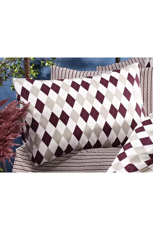 ΜΑΞΙΛΑΡΟΘΗΚΗ ΕΜΠΡΙΜΕ Diamond 326 50X70 Burgundy Flannel cotton 100%