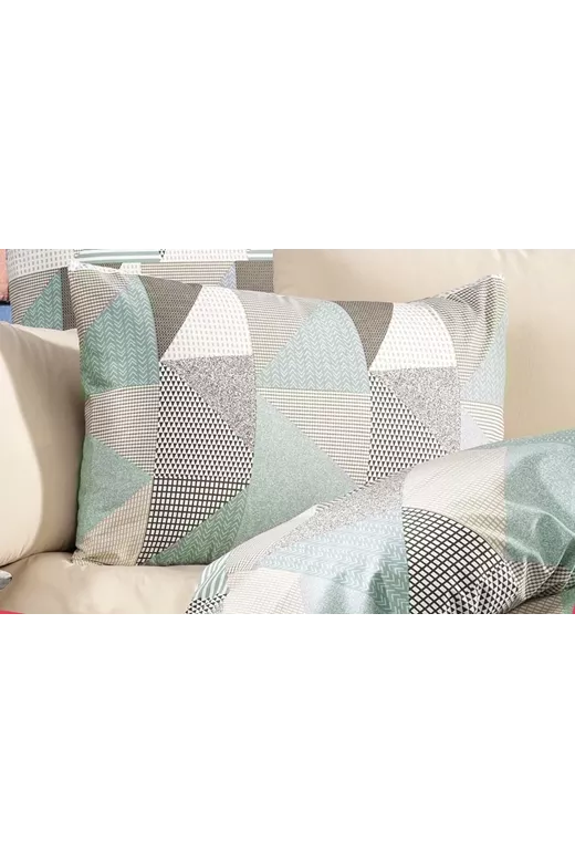 ΜΑΞΙΛΑΡΟΘΗΚΗ ΕΜΠΡΙΜΕ Geometrical 330 50X70 Green-Beige Flannel cotton 100%