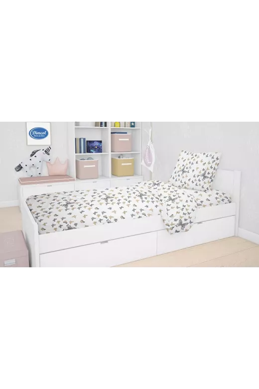 ΣΕΝΤΟΝΙΑ ΕΜΠΡΙΜΕ ΣΕΤ 3 τεμ kids Butterfly 55 160X240 Beige Cotton 100%