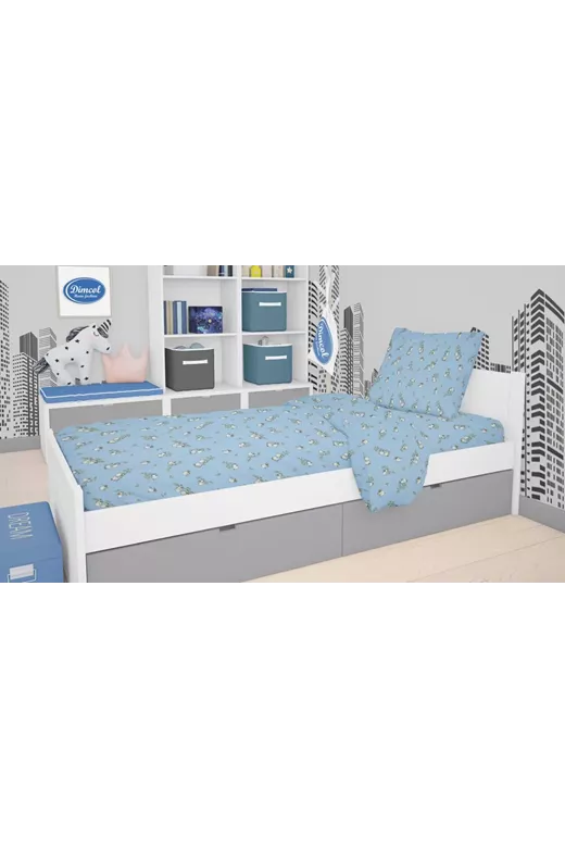 ΣΕΝΤΟΝΙΑ ΕΜΠΡΙΜΕ ΣΕΤ 3 τεμ kids Birds 14 160Χ240 Sky blue Flannel cotton 100%