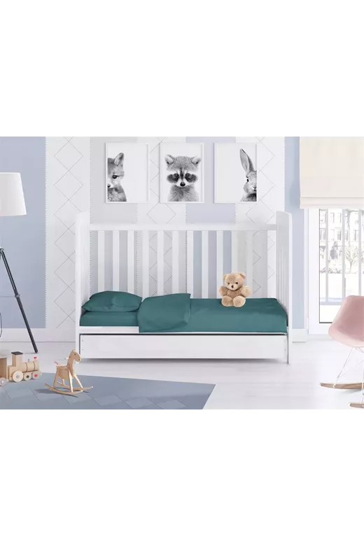 ΚΑΤΩΣΕΝΤΟΝΟ ΜΕ ΛΑΣΤΙΧΟ bebe Solid 494 0,70X1,40X0,15 Petrol Cotton 100%