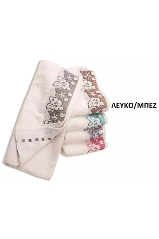 ΠΕΤΣΕΤΑ ΖΑΚΑΡ ZERO TWIST ΕΡΑΤΩ 70X140 ΛΕΥΚΟ/ΜΠΕΖ Cotton 100%