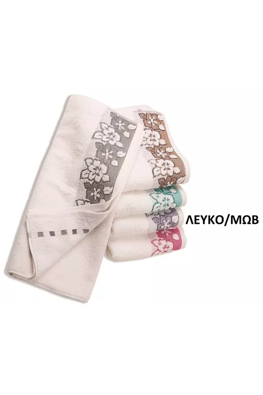 ΠΕΤΣΕΤΑ ΖΑΚΑΡ ZERO TWIST ΕΡΑΤΩ 70X140 ΛΕΥΚΟ/ΜΩΒ Cotton 100%