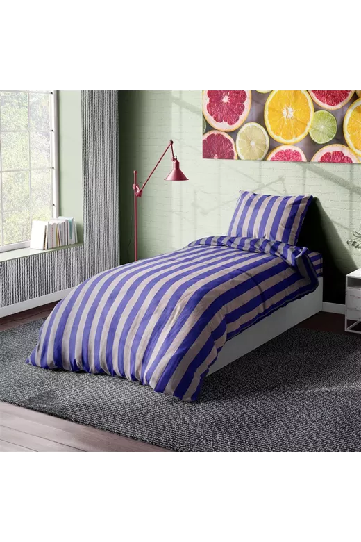 ΣΕΝΤΟΝΙΑ ΒΑΜΒΑΚΟΣΑΤΕΝ ΣΕΤ 2 τεμ. Stripes 157 Purple-Grey 160Χ240 Cotton 100%