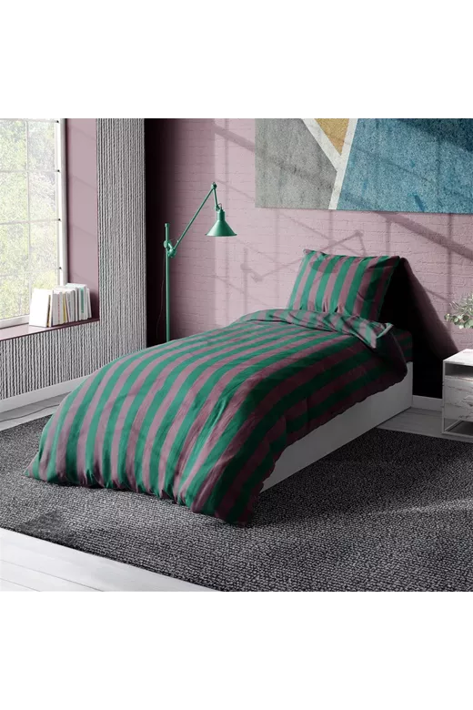 ΣΕΝΤΟΝΙΑ ΒΑΜΒΑΚΟΣΑΤΕΝ ΣΕΤ 3 τεμ. Stripes 156 Green-Antique Pink 160X240 Cotton 100%
