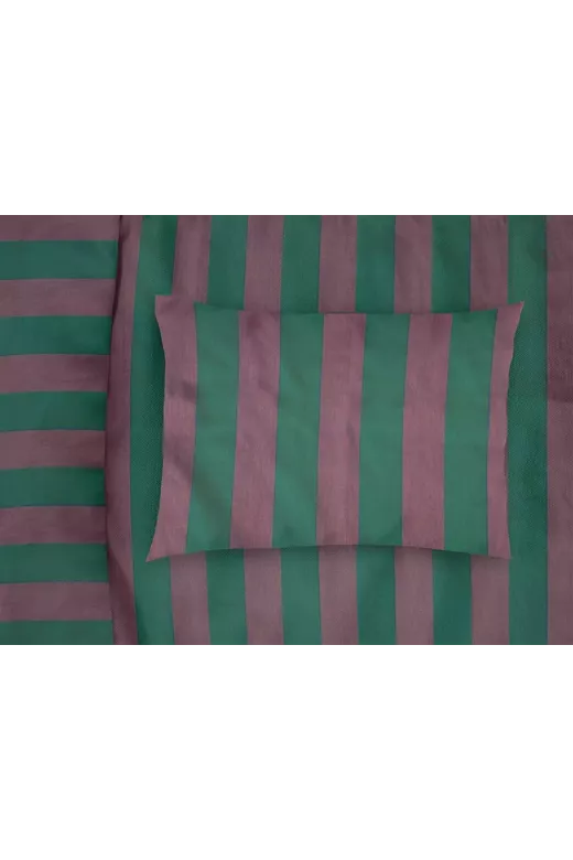 ΜΑΞΙΛΑΡΟΘΗΚΗ ΒΑΜΒΑΚΟΣΑΤΕΝ Stripes 156 50X70 Green-Antique Pink Cotton 100%