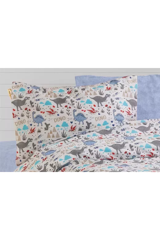 ΜΑΞΙΛΑΡΟΘΗΚΗ ΕΜΠΡΙΜΕ kids Dino 309 50X70 White-Blue Cott/Pol 70/30