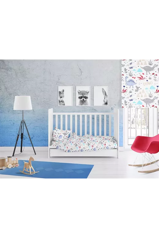 ΠΑΠΛΩΜΑΤΟΘΗΚΗ ΕΜΠΡΙΜΕ bebe Dino 309 120X160 White-Blue Cott/Pol 70/30