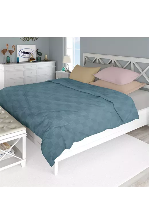 ΚΟΥΒΕΡΤΑ ΠΙΚΕ Μονόχρωμη 240X250 Πετρόλ 100% Cotton