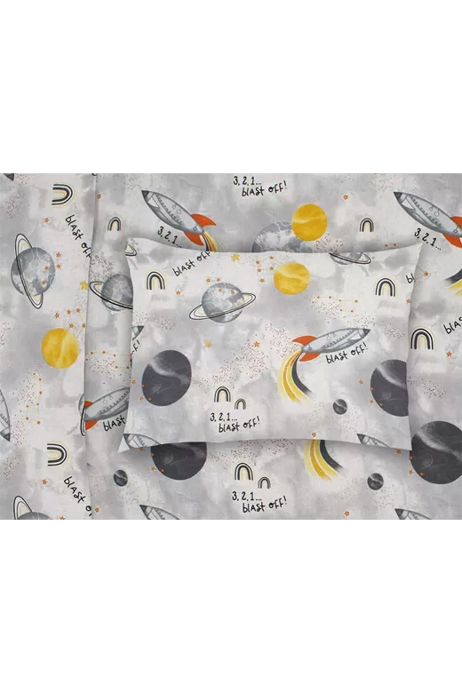 ΜΑΞΙΛΑΡΟΘΗΚΗ ΕΜΠΡΙΜΕ kids Spaceship 187 50X70 Grey Cotton 100%