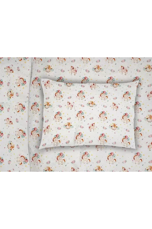 ΜΑΞΙΛΑΡΟΘΗΚΗ ΕΜΠΡΙΜΕ kids Unicorn 209 50X70 White-Salmon Cotton 100%