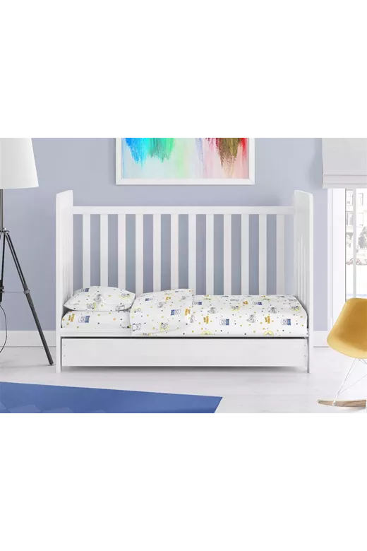 ΣΕΝΤΟΝΙΑ ΕΜΠΡΙΜΕ ΣΕΤ 3 τεμ bebe Sweet Dreams 554 120X160 White-Sky Blue 100% Cotton