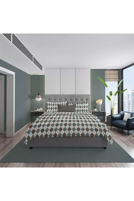 ΣΕΝΤΟΝΙΑ ΕΜΠΡΙΜΕ ΣΕΤ 3 τεμ Diamond 329 220X240 Petrol 100% Cotton Flannel