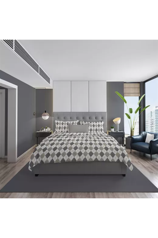 ΣΕΝΤΟΝΙΑ ΕΜΠΡΙΜΕ ΣΕΤ 4 τεμ Diamond 328 220X240 Grey 100% Cotton Flannel