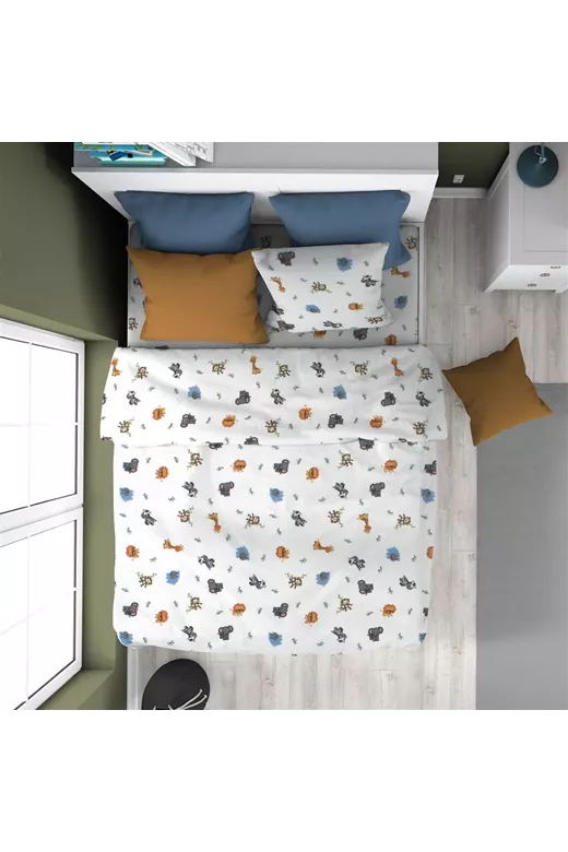 ΠΑΠΛΩΜΑΤΟΘΗΚΗ ΕΜΠΡΙΜΕ kids Zoo 29 160X240 White 100% Cotton Flannel