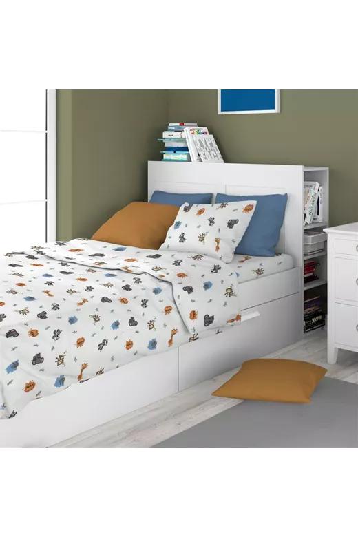 ΣΕΝΤΟΝΙΑ ΕΜΠΡΙΜΕ ΣΕΤ 3 τεμ kids Zoo 29 160X240 White 100% Cotton Flannel