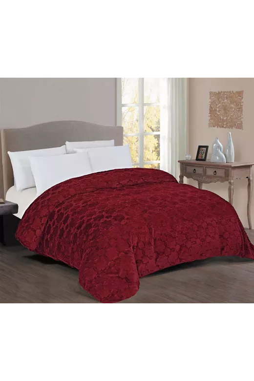 Κουβερτοπάπλωμα Γούνα-Sherpa 730 gsm 1830 Bordeaux 160X220 100% Polyester