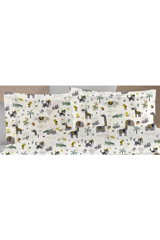 ΜΑΞΙΛΑΡΟΘΗΚΗ ΕΜΠΡΙΜΕ kids Zoo 557 50X70 White-Grey 100% Cotton