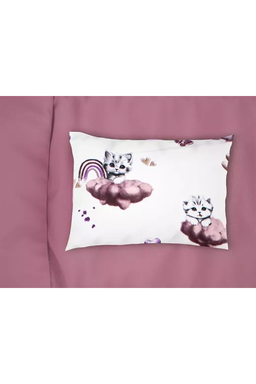 Μαξιλαροθήκη Εμπριμέ kids Kitten 561 50X70 Mauve 100% Cotton