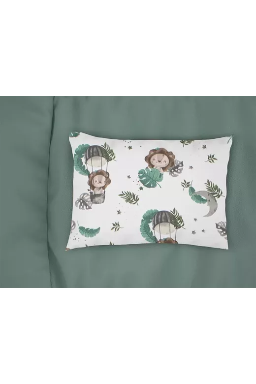 Μαξιλαροθήκη Εμπριμέ kids Lion 534 50X70 Green 100% Cotton