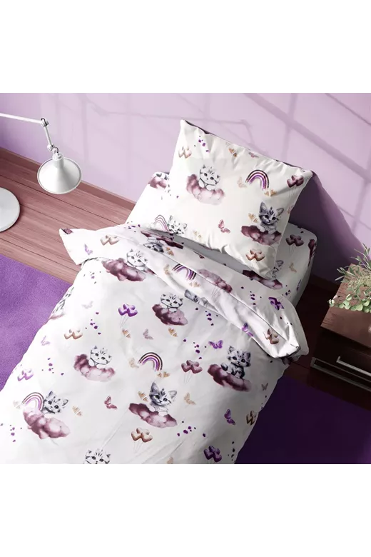 Σεντόνια Εμπριμέ Σετ 3 τεμ kids Kitten 561 160X240 Mauve 100% Cotton