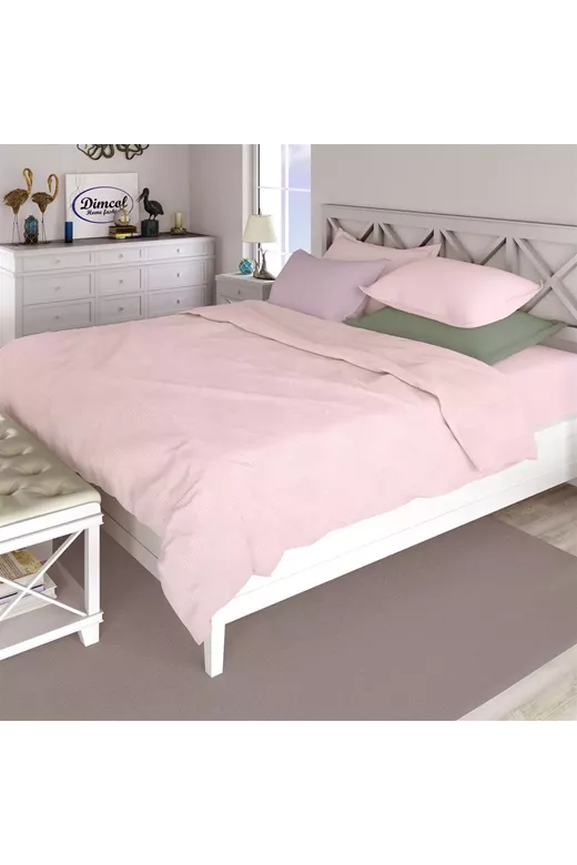Κουβέρτα Πικέ Μονόχρωμη 240X250 Ροζ 100% Cotton