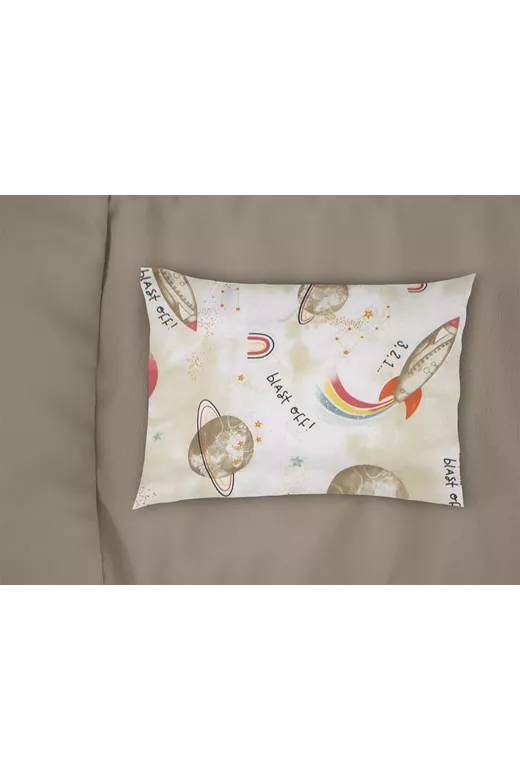 Μαξιλαροθήκη Εμπριμέ kids Spaceship 186 50X70 Beige 100% Cotton
