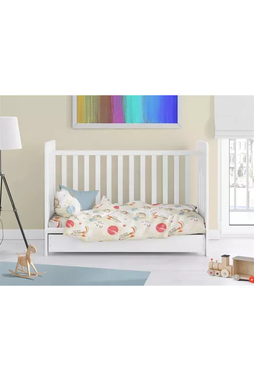Παπλωματοθήκη Εμπριμέ bebe Spaceship 186 120X160 Beige 100% Cotton