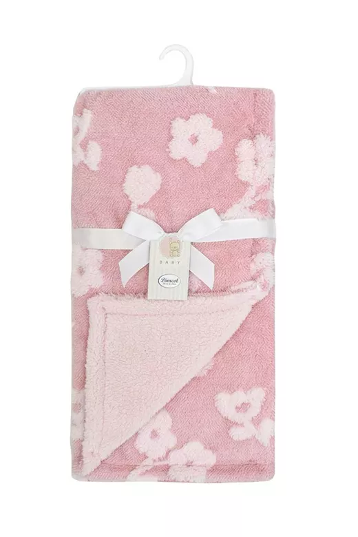 Κουβέρτα Sherpa Jacquard bebe 460 gsm Flower 09 75X100 Coral 100% Polyester