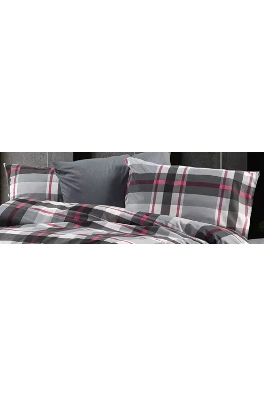 Μαξιλαροθήκη Εμπριμέ Εκάβη 424 50X70 Grey-Bordeaux 70/30 Cott/Pol