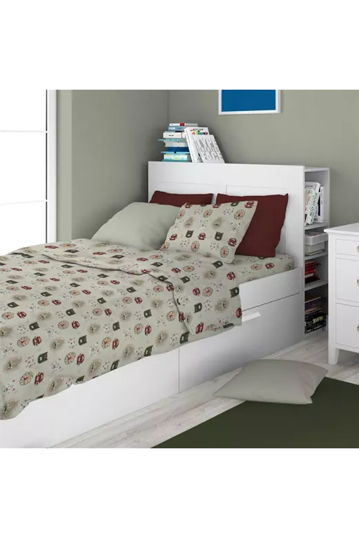 Σεντόνια Εμπριμέ Σετ 3 τεμ kids Big Cats 27 160X240 Light Olive 100% Cotton