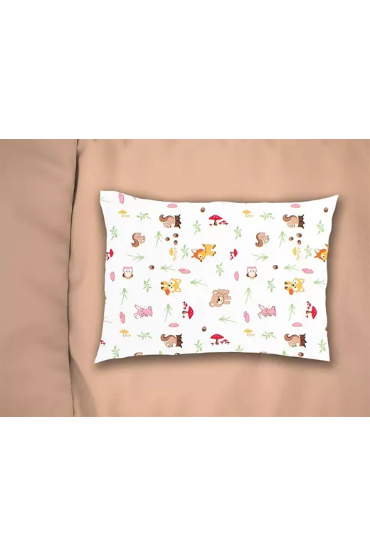 Μαξιλαροθήκη Εμπριμέ kids Forest Animals 571 50X70 White-Pink 100% Cotton